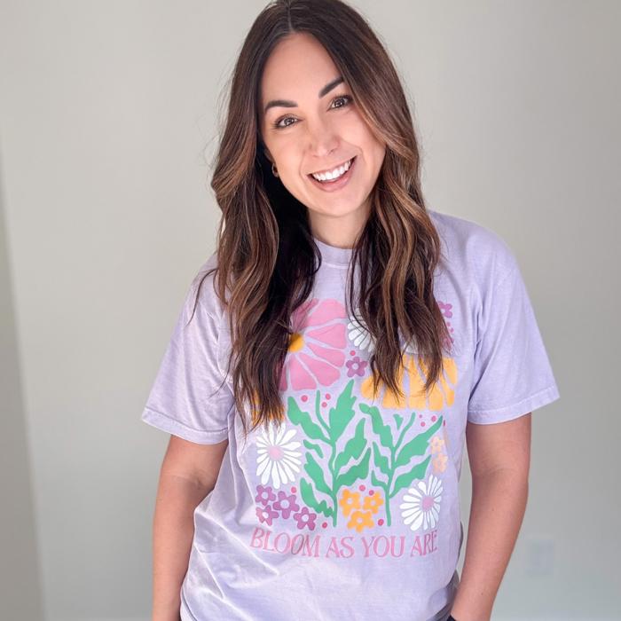 Bloom As You Are Comfort Colors Tee – Inspirational Floral Graphic Shirt for Women, Positive Vibes Gift