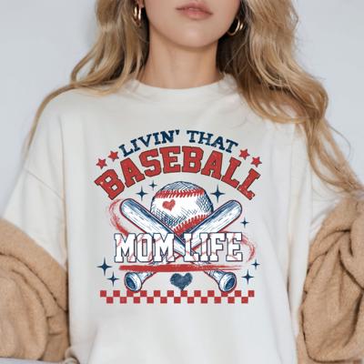 Livin' That Baseball Mom Life Comfort Colors Tee – Cute Game Day Shirt for Moms, Trendy Sports Mom Graphic Tee for Baseball Season