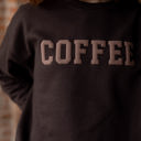  Coffee Brown Sweatshirt for Women, Minimalist Coffee Lover Gift, Gildan Oversized Crewneck, Brown Aesthetic Sweatshirt