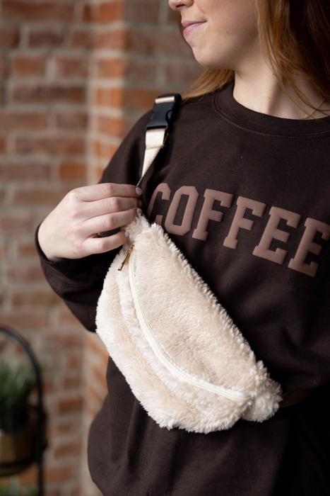 Coffee Brown Sweatshirt for Women, Minimalist Coffee Lover Gift, Gildan Oversized Crewneck, Brown Aesthetic Sweatshirt