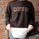  Coffee Brown Sweatshirt for Women, Minimalist Coffee Lover Gift, Gildan Oversized Crewneck, Brown Aesthetic Sweatshirt