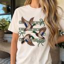  Flying Mallard Ducks Bow Stripe Comfort Colors Tee, Mallard Duck Shirt, Vintage Needlepoint Tee, Preppy Country Shirt, Duck Lover Gift