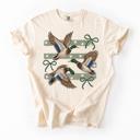  Flying Mallard Ducks Bow Stripe Comfort Colors Tee, Mallard Duck Shirt, Vintage Needlepoint Tee, Preppy Country Shirt, Duck Lover Gift