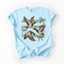  Flying Mallard Ducks Bow Stripe Comfort Colors Tee, Mallard Duck Shirt, Vintage Needlepoint Tee, Preppy Country Shirt, Duck Lover Gift