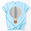  Faux Patchwork Hot Air Balloon Comfort Colors Graphic Tee, Patchwork Balloon Shirt, Vintage Inspired Applique Design, Cottagecore Top, Spring Summer Casual Tee 