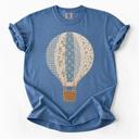  Faux Patchwork Hot Air Balloon Comfort Colors Graphic Tee, Patchwork Balloon Shirt, Vintage Inspired Applique Design, Cottagecore Top, Spring Summer Casual Tee 