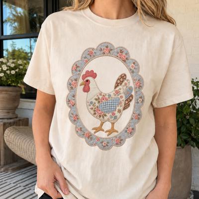 Vintage Floral Hen Comfort Colors Graphic Tee, Faux Patchwork Chicken  Shirt, Country Farmhouse Top, Cottagecore Graphic Tee, Spring Summer Casual, Animal Lover Outfit