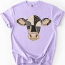  Faux Patchwork Cow Head Comfort Colors Tee, Quilted Graphic Floral Gingham Cow Shirt, Faux Applique Comfort Colors Tee, Farmhouse Graphic Top, Country Cow Lover Shirt 