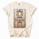  Stacked Pumpkin Bow Graphic Comfort Colors Tee, Blue Bow Fall Shirt, Vintage Pumpkin Floral Top, Faux Patchwork Autumn Graphic Tee, Cute Thanksgiving Season Top