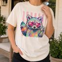  Raccoon Sunglasses Stripe Comfort Colors Tee, Peace Sign Raccoon Tee, Retro Inspired Animal Shirt, Cute Wildlife Graphic, Colorful Statement Tee, Fun Casual Top, Playful Gift Idea  