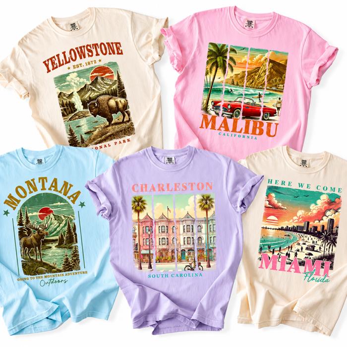 Travel Collection Comfort Colors Tee, Vintage Destination Shirt, National Park Graphic Tee, Beach Vacation Shirt, Wanderlust Apparel, Travel Lover Gift, Vacation Outfit, Gift for Her