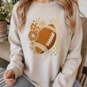  Floral Checkered Football Vintage Sweatshirt, Retro Fall Football Pullover, Checkerboard Sporty Sweatshirt, Boutique Game Day Apparel, Fall Outfit