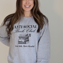  Anti-Social Book Club Sweatshirt for Women – Cozy Reading Crewneck for Introverts, Book Lovers, and Homebodies