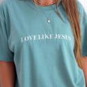  Embroidered Love Like Jesus Christian T-Shirts for Women Faith Religious Gift Short Sleeve Tops Comfort Colors Graphic Tee Cotton