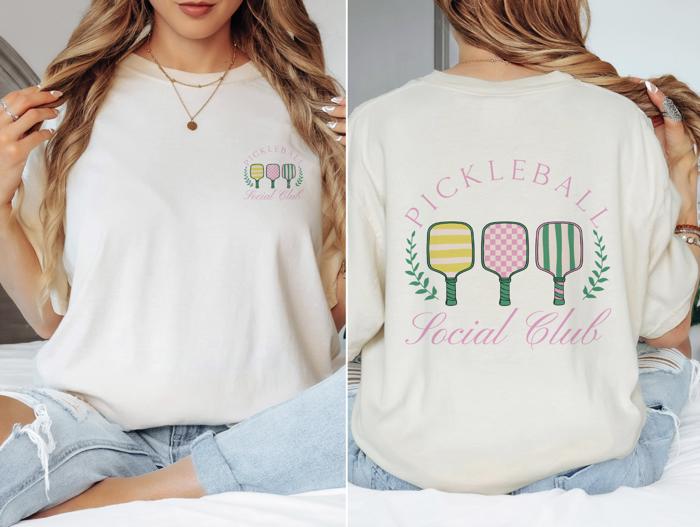 Pickleball Social Club Graphic Comfort Colors Tee – Cute Sporty Oversized T-Shirt