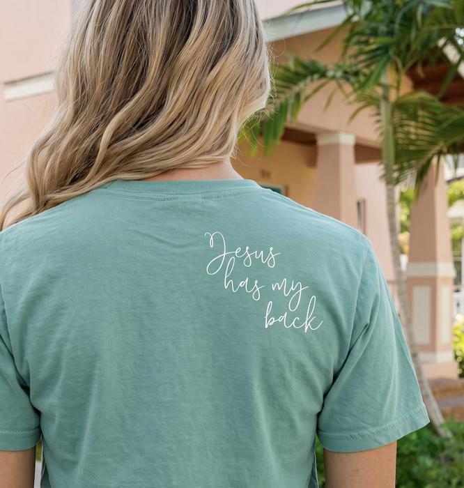 Jesus Has My Back Christian Comfort Colors Tee – Bold Faith Graphic Shirt for Women, Inspirational Religious Tee with Western Flair