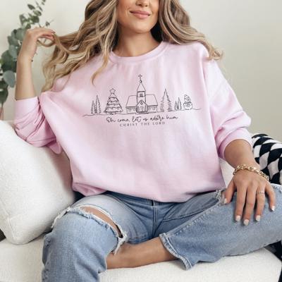 Oh Come Let Us Adore Him Minimalist Sweatshirt, Christian Christmas Sweatshirt for Women, Christ the Lord Holiday Crewneck, Faith-Based Cozy Winter Sweater