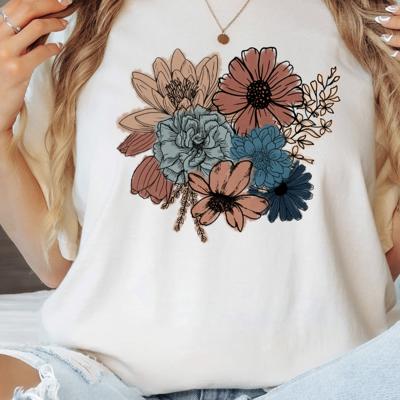 Vintage Floral Comfort Colors T-Shirt, Boho Flower Bouquet Tee, Spring Colors Graphic Shirt for Women, Aesthetic Tee