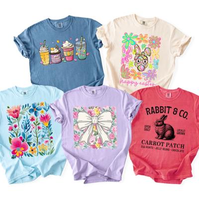 Easter Graphic Tee, Choose Your Design, Bunny Floral Bow Coffee Shirt, Spring Tshirt Women, Easter Sunday Outfit