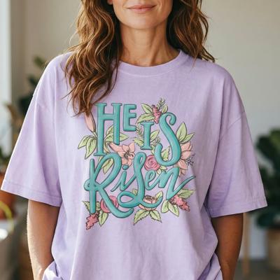 He Is Risen Floral Christian Graphic Tee, Easter Faith Shirt, Comfort Colors Tee for Women, Religious Gift