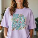  He Is Risen Floral Christian Graphic Tee, Easter Faith Shirt, Comfort Colors Tee for Women, Religious Gift