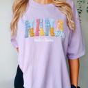  Mama Nana Mimi Gigi Memaw Faux Patchwork Graphic Tee, Patchwork Printed Design Shirt, Personalized Name Grandma Shirt, Custom Mom Tee