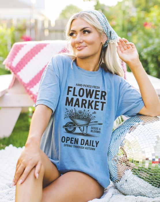 Flower Market Comfort Colors Shirt, Floral Graphic Tee, Vintage Flower Bouquet Shirt, Cottagecore Spring Outfit, Gift For Her