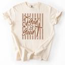  God is Good Striped Graphic Tee, Coquette Christian Shirt, Faith Based Tee, Church Outfit, Religious Gift for Women, Inspirational Tee, Christian Gift Idea