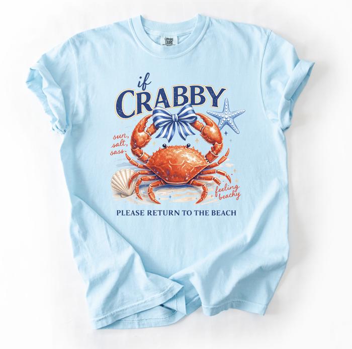 Summer Beach Southern Tee, Funny Beach Graphic Tee, Coquette Crabby Shirt, Beach Gift for Her, Sassy Ocean Outfit, Girls Trip Tee