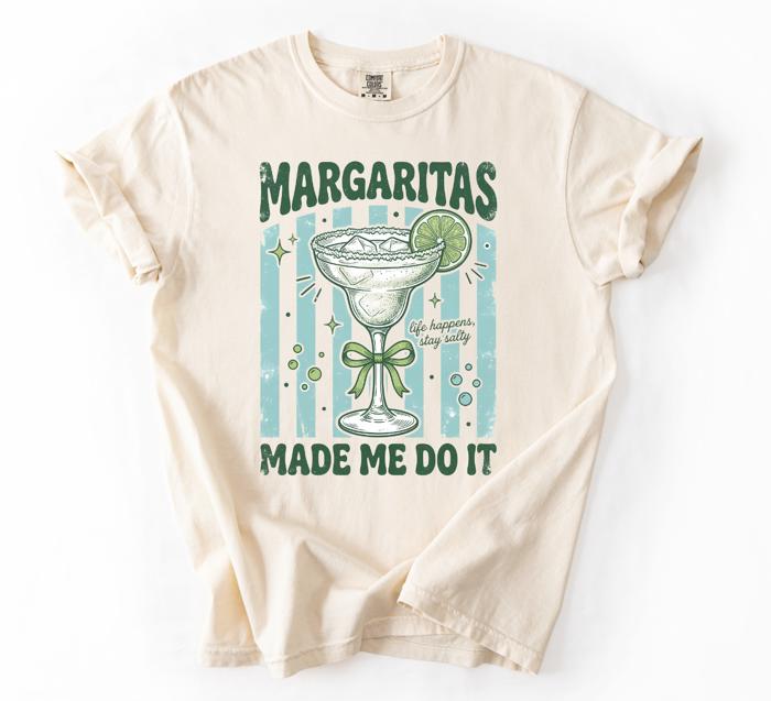 Margaritas Made Me Do It Shirt, Girls Trip Tee, Funny Tequila Gift for Her, Margarita Graphic Shirt, Bachelorette Shirt, Funny Saying Shirt