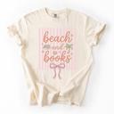 Beach and Books Graphic Tee, Bookish Bow Tee, Coquette Reader Shirt,  Book Lover Beach Outfit, Gift for Her, Vacation Reading Shirt, Summer Bookworm Tee