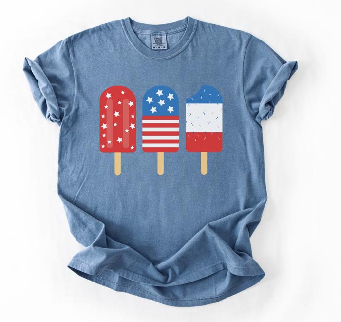 Patriotic Popsicle Graphic Tee, Fourth of July Shirt, Fun Summer Outfit, USA Popsicle Tee, Independence Day Shirt, Cute Gift for Her, Casual Women’s Top