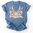  Freedom Wings Graphic Tee, Patriotic Women's Shirt, Fourth of July Outfit, USA Pride Tee, Independence Day Gift for Her, Casual Women’s Top