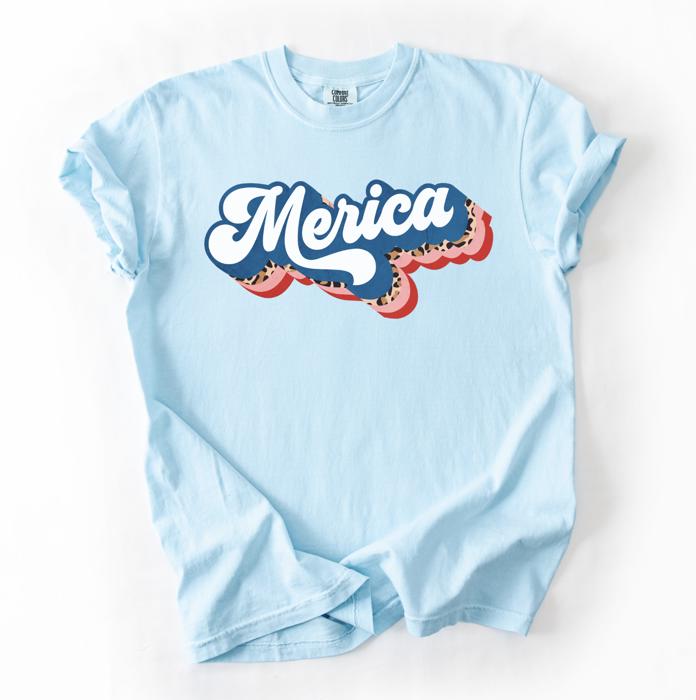 Merica Patriotic Leopard Print Graphic Tee, Fourth of July Shirt, American Outfit for Her, Independence Day Tee, Summer USA Shirt, Casual Women’s Top