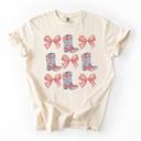  Cowboy Boots and Bows Graphic Tee, Cute Country Girl Tee, Gift for Her, Southern Girl Shirt, Coquette Women's Top, Cowgirl Rodeo Outfit, Western Tee