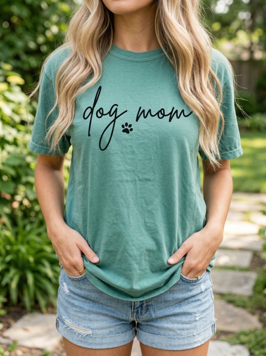 Dog Mom Comfort Colors Graphic Tee, Cute Dog Lover Shirt, Pet Mom T-Shirt, Casual Everyday Tee for Furmoms, Dog Mama Gift for Women