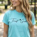  Trust God Graphic Tee, Christian Shirt for Women, Faith Based Tee, Simple Religious Shirt, Inspirational Gift for Her, Comfort Colors Style Tee, Minimalist Christian Top, Bible Verse Shirt Women