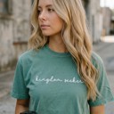  Kingdom Seeker Embroidered Christian T-Shirt for Women, Faith Based Comfort Colors Tee, Minimal Christian Apparel