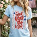  God Bless the USA Graphic Tee, 4th of July Shirt for Women, Patriotic Floral Tee, American Flag Shirt, Fourth of July Outfit, USA Comfort Colors Shirt, Patriotic Gift for Her, Memorial Day Tee