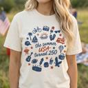  The Summer USA Turned 250 Graphic Tee, America 250th Anniversary Shirt, 4th of July Outfit for Women, Patriotic Summer Tee, USA Comfort Colors Shirt, Patriotic Gift for Her