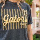  Custom Team Name Stripe Bow Graphic Tee, Personalized School Spirit Shirt, Custom Mascot Tee, Game Day Outfit for Women, Custom Team Shirt, School Spirit Tee, Personalized Sports Mom Shirt