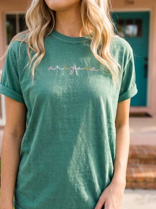 Custom State Embroidered Comfort Colors Tee, Personalized State Name Shirt, Home State Gift, State Pride Apparel, Casual Outfit, Gift for Her