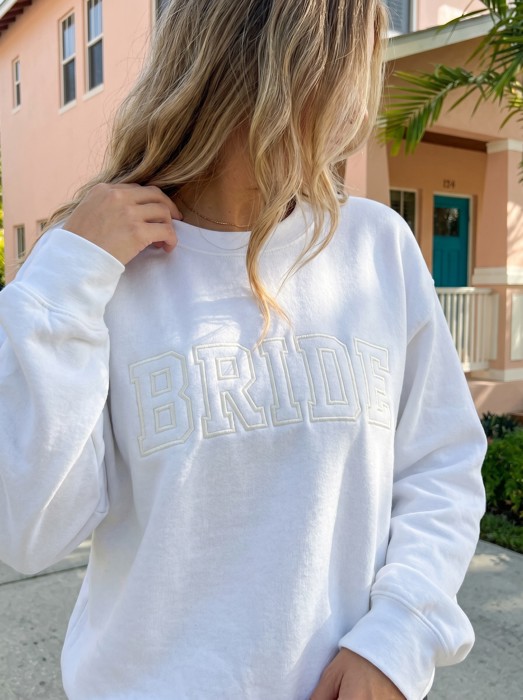  Embroidered Crewneck Sweatshirt Oversized Statement Sweatshirt, Anniversary, Wedding, Birthday & Honeymoon Gift Wifey Shirt
