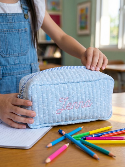 Personalized Embroidered Pencil Case, Custom Name Pencil Pouch, Back to School Gift, Kids Pencil Bag, Large Pencil Case, School Supplies, Student Gift