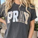  Pray Faux Embroidered Christian Comfort Colors Tee, Faith Graphic Shirt, Religious Gift, Church Outfit, Bible Study Tee, Christian Apparel, Gift For Her