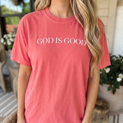 Embroidered God Is Good Minimal Christian Comfort Colors Tee, Neutral Comfort Colors Faith Shirt, Inspirational Religious Apparel