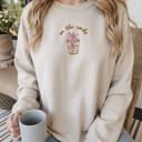  On The Rocks Embroidered Sweatshirt, Coffee Lover Crewneck, Coquette Bow Sweatshirt, Iced Coffee Gift, Cute Embroidered Sweatshirt, Coffee Girl Gift