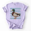  Mallard Duck Stripe Comfort Colors Tee, Vintage Duck Shirt, Blue Stripe Graphic Tee, Wildlife Shirt, Duck Lover Gift, Nature Tee, Outdoor Outfit