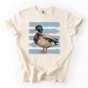  Mallard Duck Stripe Comfort Colors Tee, Vintage Duck Shirt, Blue Stripe Graphic Tee, Wildlife Shirt, Duck Lover Gift, Nature Tee, Outdoor Outfit