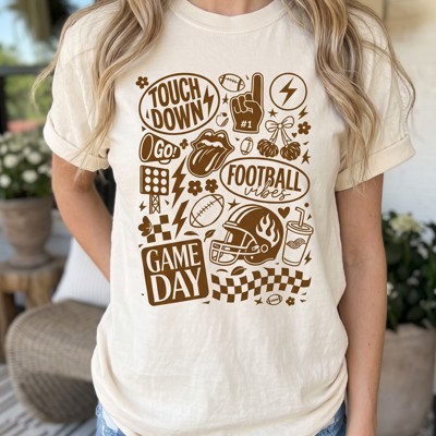 Touchdown Football Vibes Retro Collage Comfort Colors Tee, Football Shirt, Game Day Tee, Football Mom Outfit, Varsity Football Shirt, Fall Game Day Tee, Sports Graphic Shirt